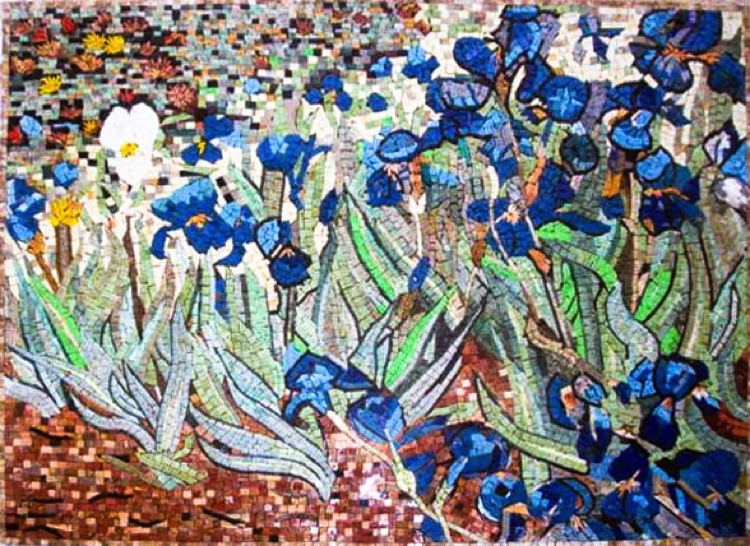 Van Gogh’s Irises (1889). Mosaic design reproduction by Mosaics Lab