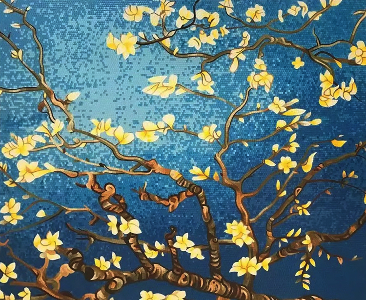 Almond Blossom, 1890, Vincent van Gogh. Hand-crafted Mosaic Artwork reproduction by Mosaics Lab