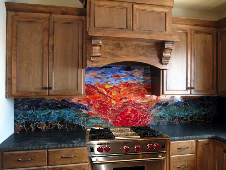 Mosaic Backsplash Artwork by Designer Glass Mosaics