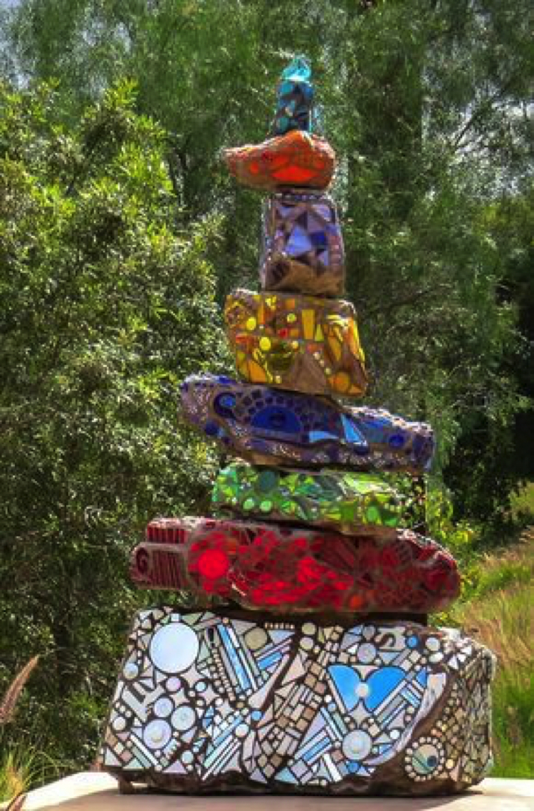 Colourful and playful stone tower Mosaic Artwork