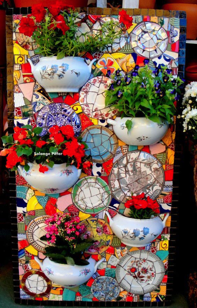 Broken plates and broken china mosaic design