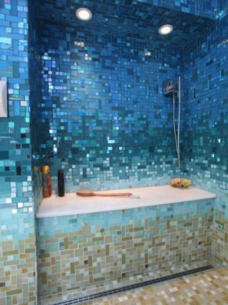 Soothing mosaic tiles create a relaxing and calming space.