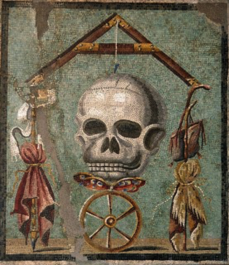 The Skull And The Level Mosaic Artwork.