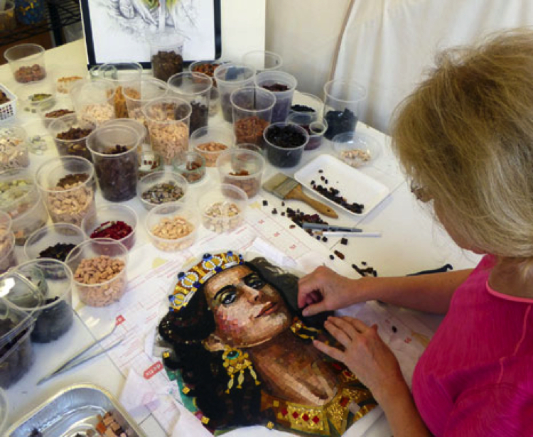 Colourful mosaic wall art that captivates the audience.
