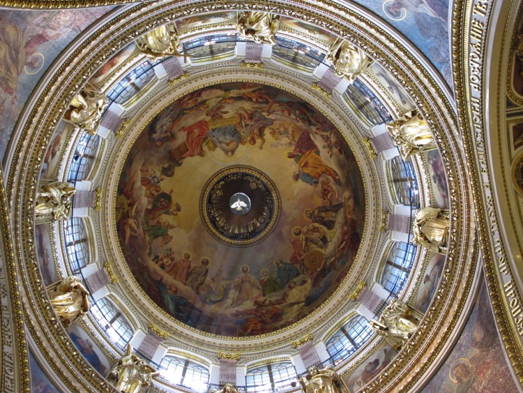 The stunning beauty of St. Isaacs’ dome made of decorative mosaic wall art.