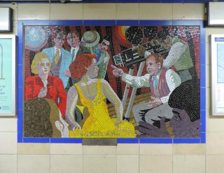 Alfred Hitchcock Directing Mosaic Artwork Leytonstone tube station, London, UK