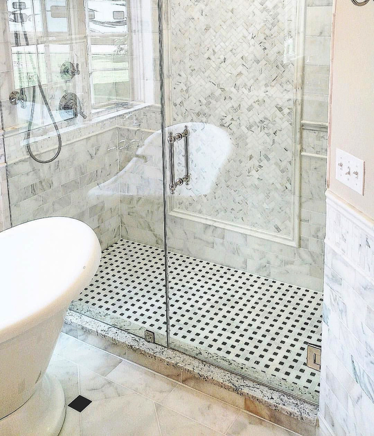simple and classic contemporary bathroom mosaics tile floor