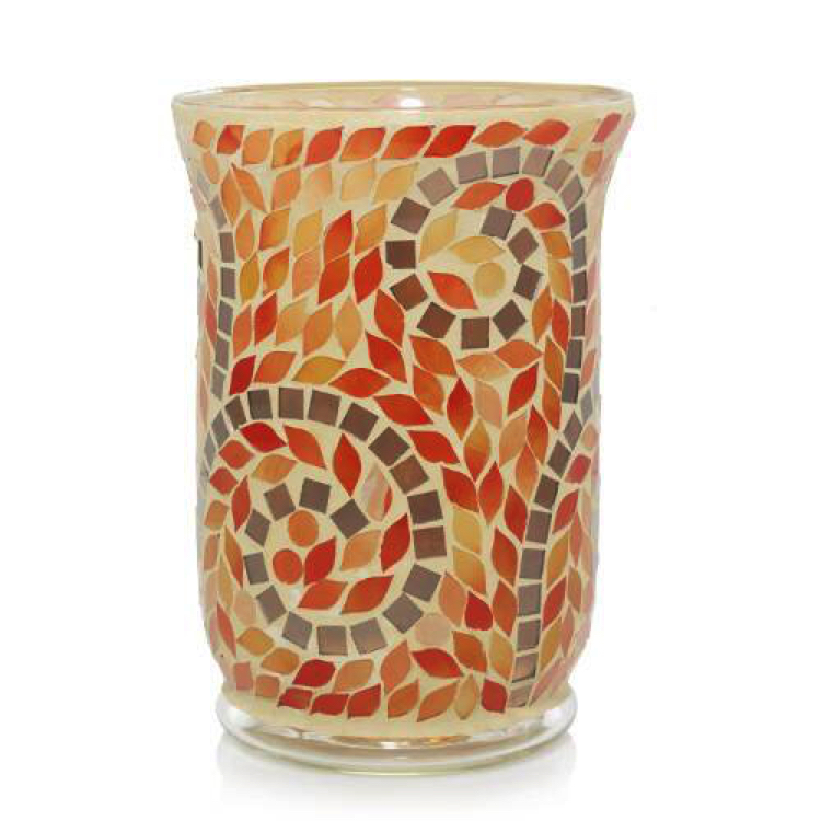 Fall-inspired swirls and leaf shapes mosaic design as sweet as candy corn.