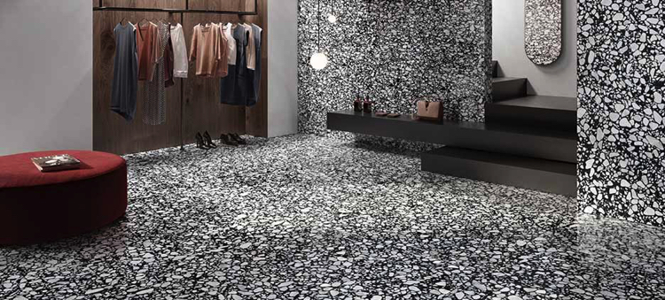Natural mosaic flooring by Casalgrande Padana.