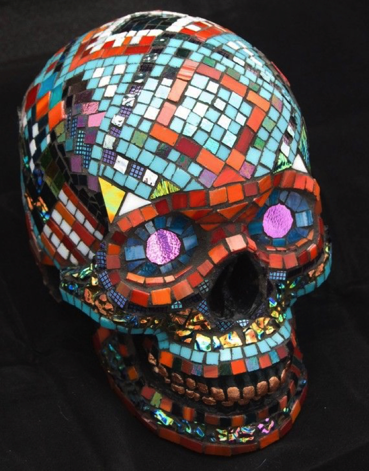 Mosaic design of a skull that would complement your Halloween decor