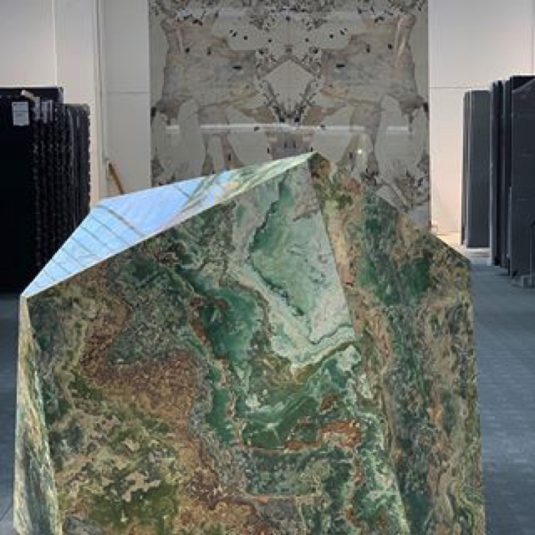 Natural cuts of jade colored stone