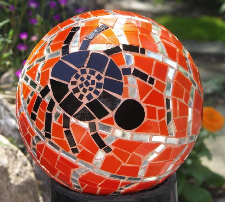 Bowling ball turned to a scary Halloween Mosaic design
