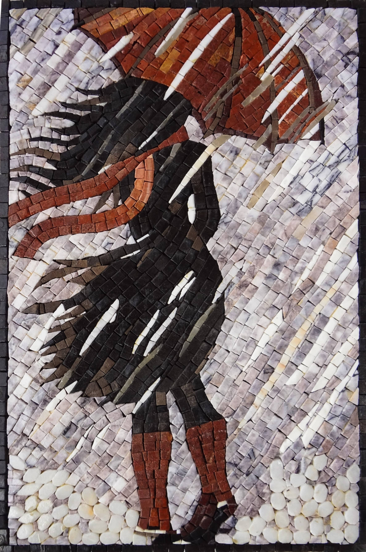 A handmade contemporary mosaic artwork composed of natural marble. Mosaic Artwork design by Mosaics Lab