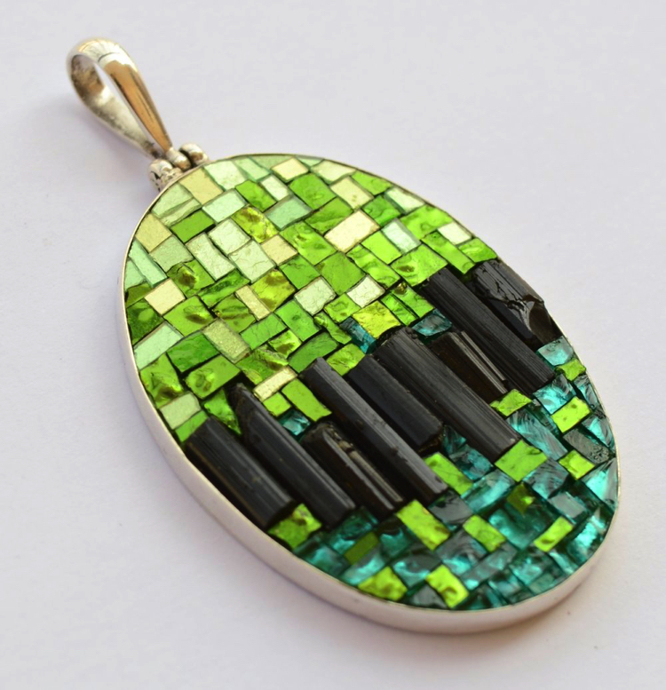 Fresh lime greens and punchy turquoises Contemporary mosaic design.