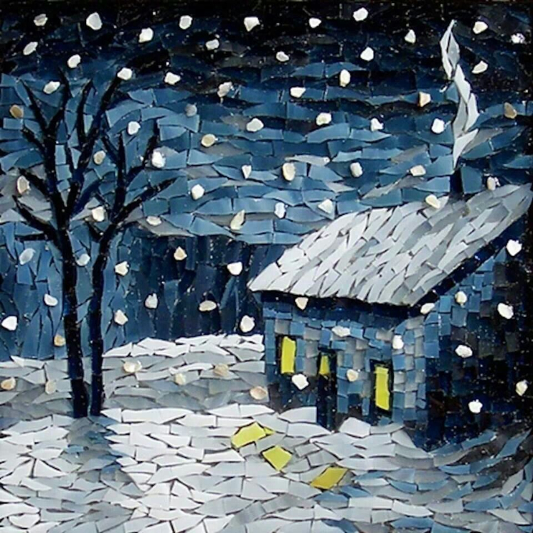 Quaint winter mosaic adds a real touch of Scandinavian vibe to a winter home.