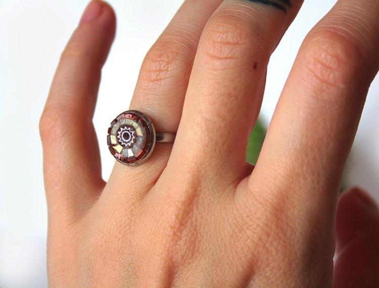 Venice glass micro mosaic jewelry rings from Bottega di Mosaic