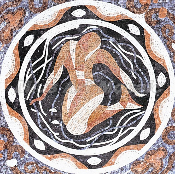 marble mosaic of a mermaid Custom Mosaic Artwork — Copyright © Mosaics Lab