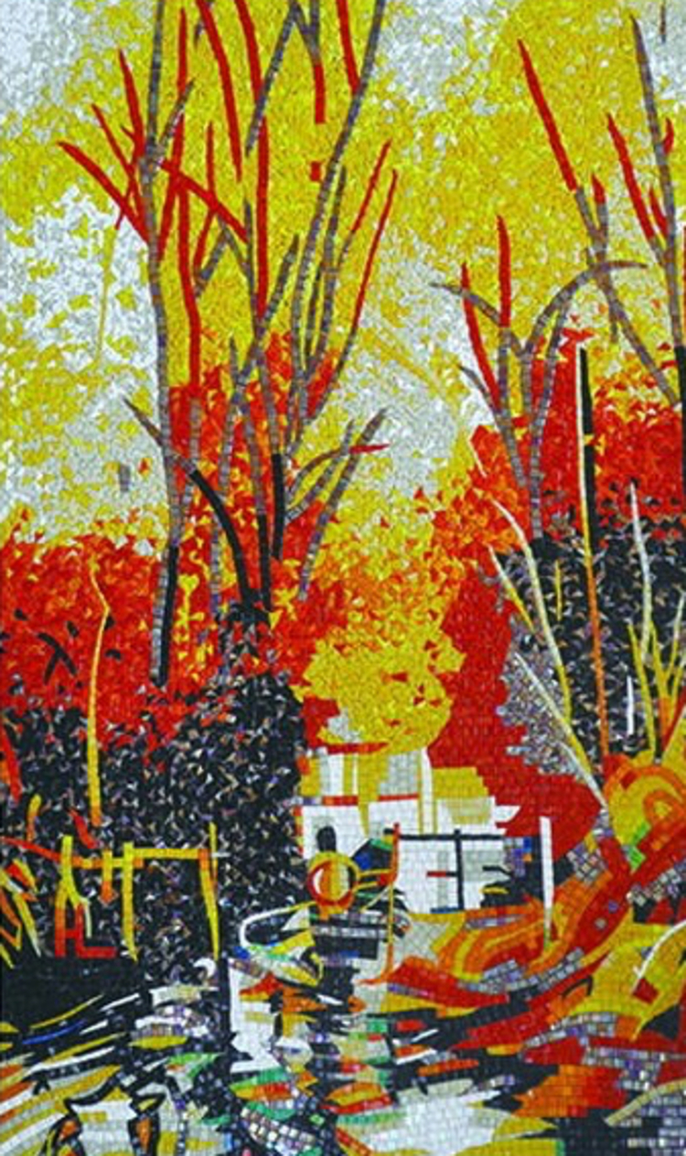A stunning custom mosaic artworks of a natural scenery by mosaics lab