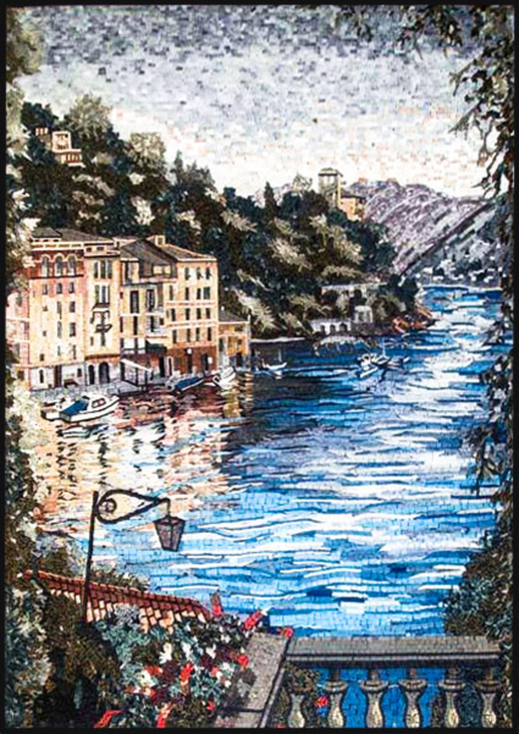 A dramatic mosaics artwork of a sea view by mosaics lab