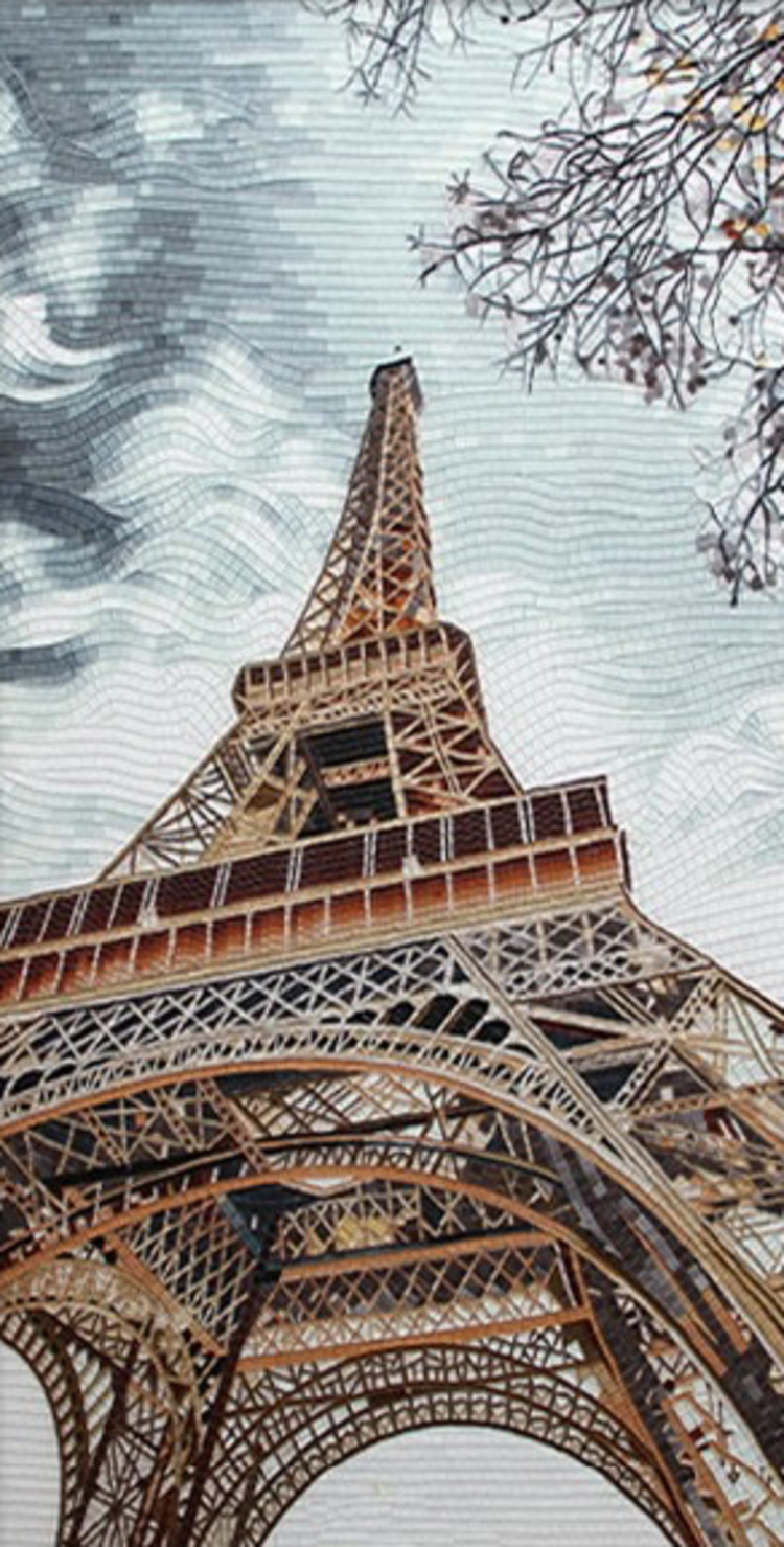 A stunning handmade mosaic design of Eiffel Tower by mosaics lab