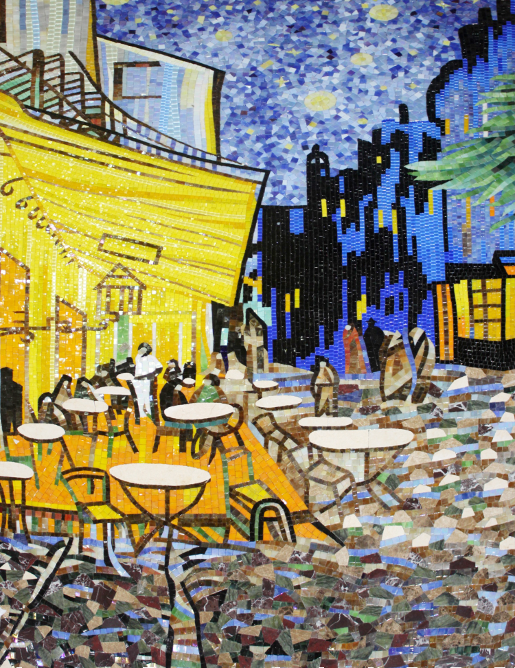 Van Gogh’s classic café scene handcrafted as a mosaic artwork