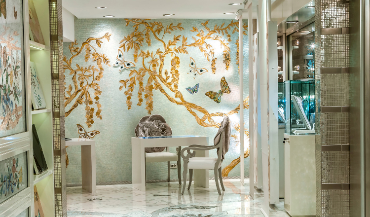 Stunning handmade mosaic statement wall