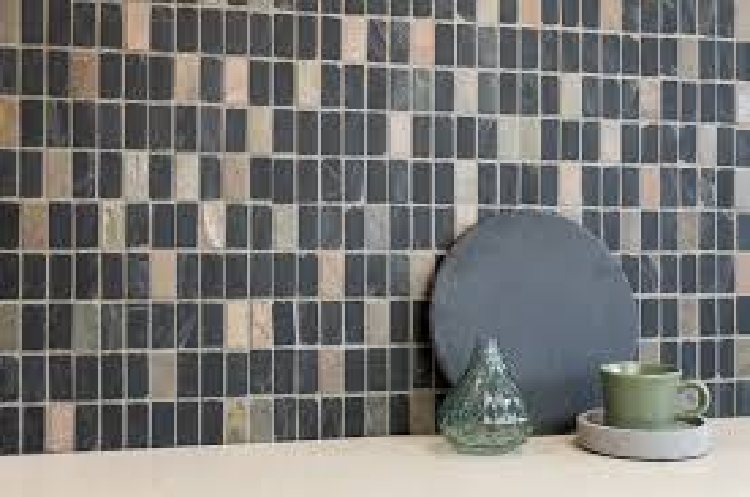 Contemporary kitchen mosaic backsplash