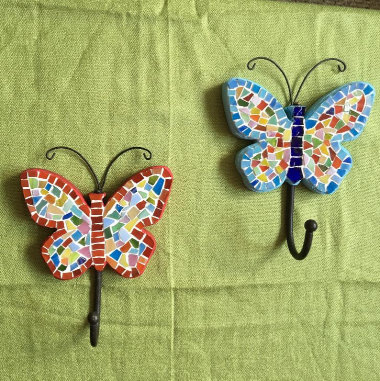 Charming butterfly mosaic coat hangers. 