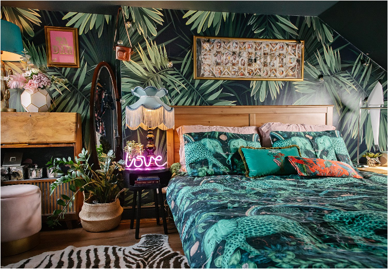 Maximalist bedroom interiors.