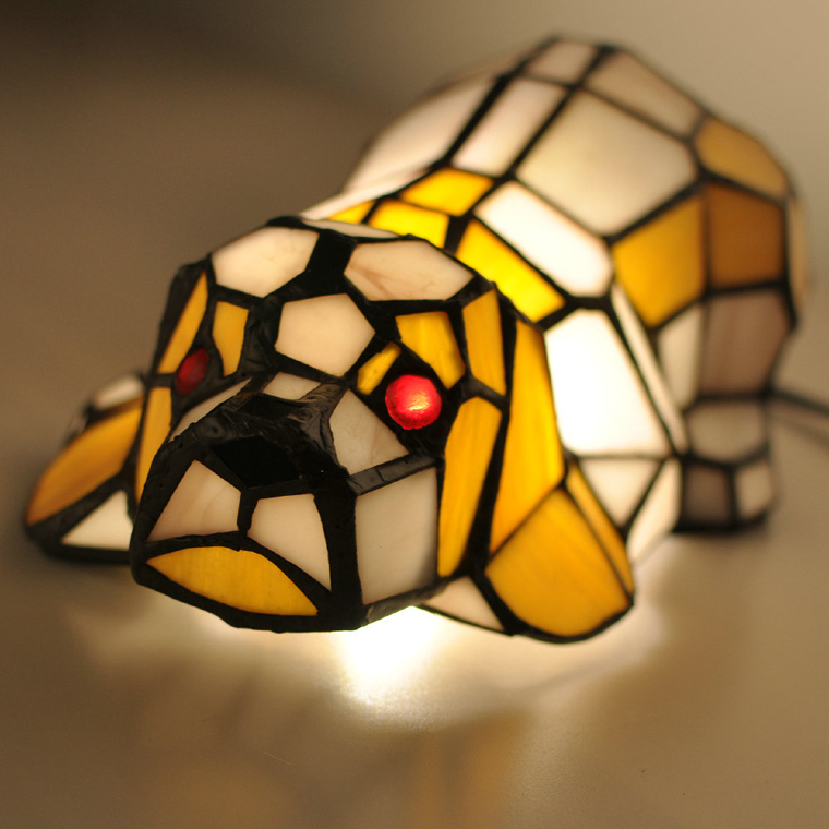 Beautiful mosaic lamp of a dog.
