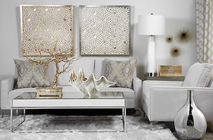 Mixed metals in the living room makes a beautiful accent.