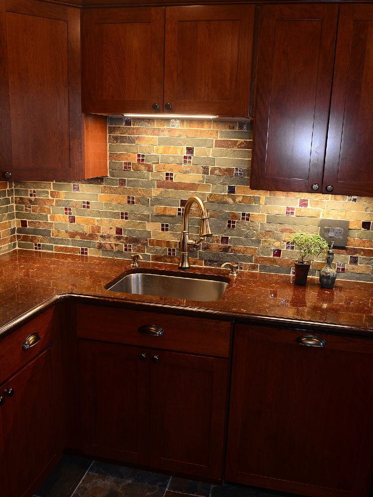 Beautiful nature inspired kitchen mosaic backsplash 