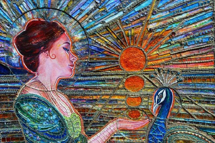 Nikki Whitlock’s mosaic made of old bottles.