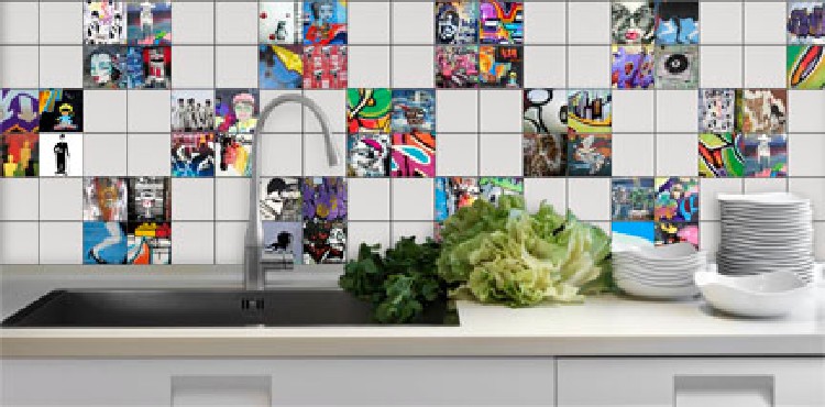 colorful and modern kitchen backsplash