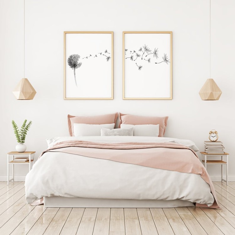 Beautiful minimal bedroom design interior.