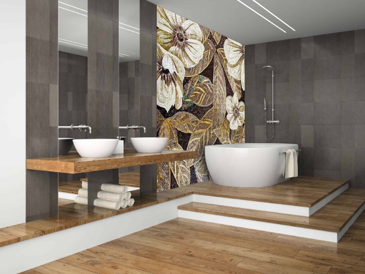 Flower mosaic design for the bathroom by Mosaics Lab