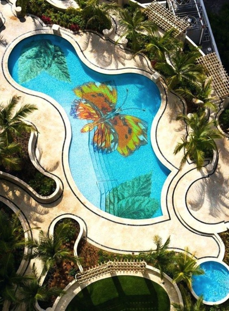 Stunning swimming pool mosaic art