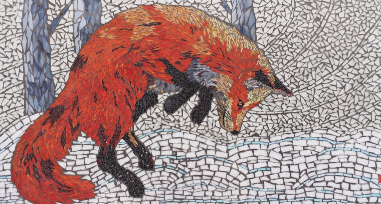 Fox Pounce mosaic design by Pamela Mauseth.