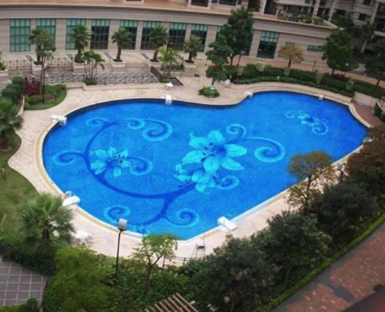 Beautiful floral pool mosaic art