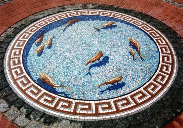 Award-winning fish pond mosaic artwork