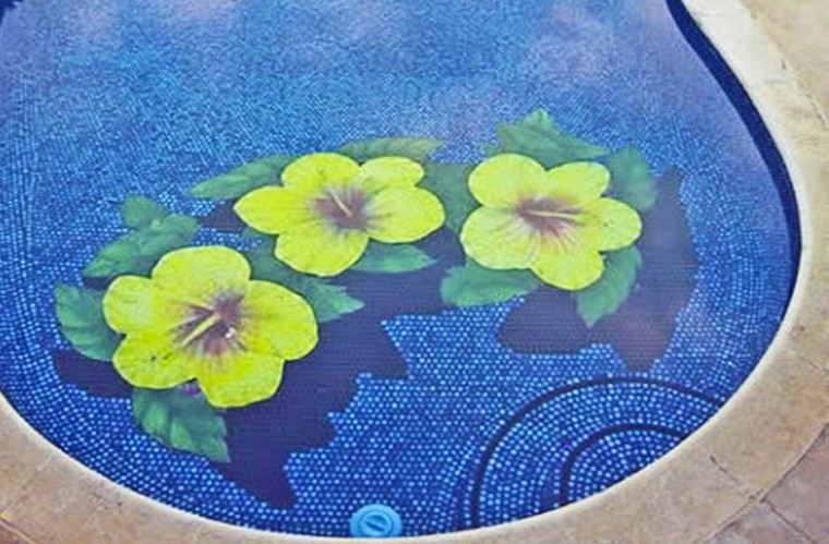 Amazing floral pool mosaic artwork and design