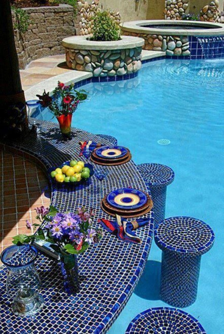 gorgeous swimming pool bar mosaic art