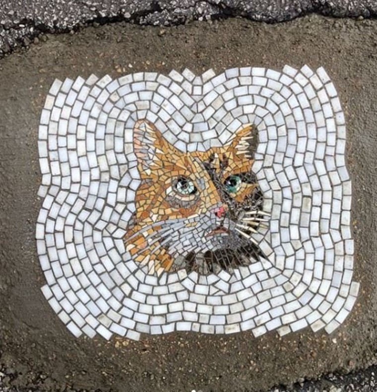 Cat mosaic artwork by Jim Bachor.