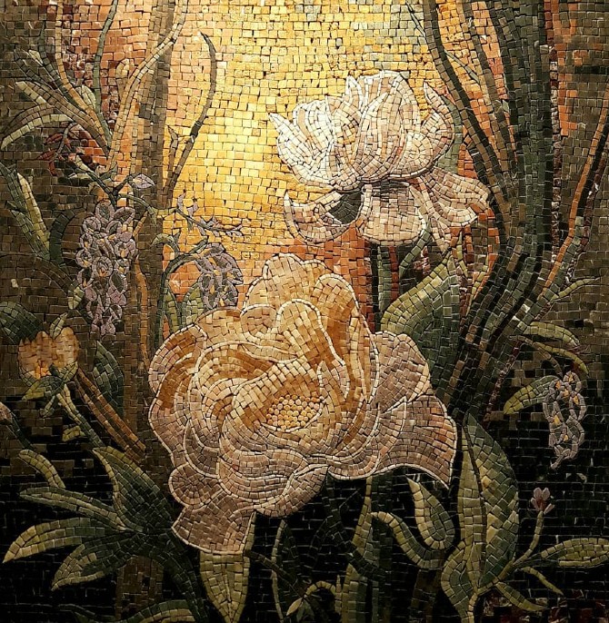 Beautiful contemporary floral mosaic artwork by mosaics lab