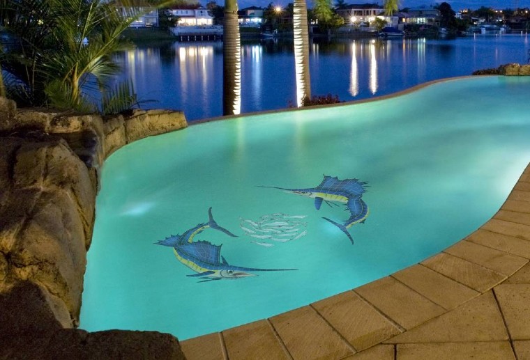 Swordfish pool mosaic artwork