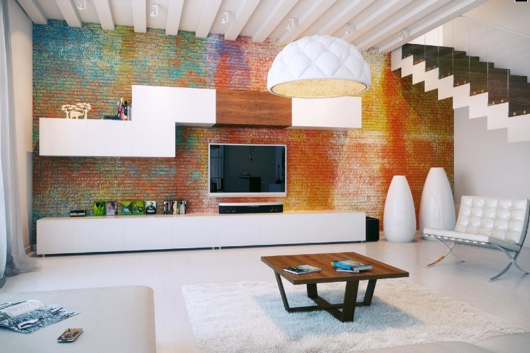Colorful statement wall as a focal point