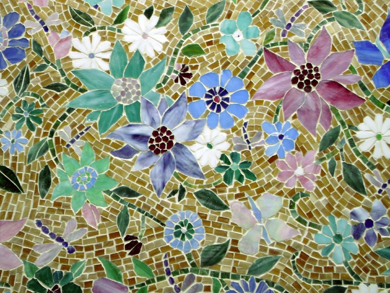 Van Gogh inspired floral mosaic artwork.