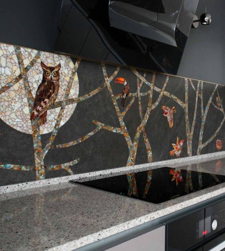 charming mosaic kitchen backsplash.
