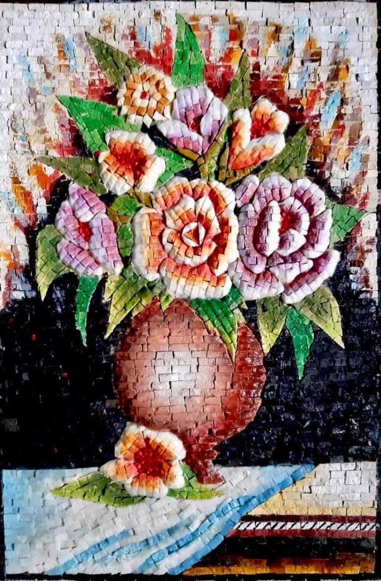 3D floral mosaic artwork by Mosaics Lab