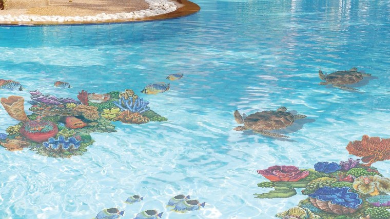 Intricate sea-life mosaic artwork